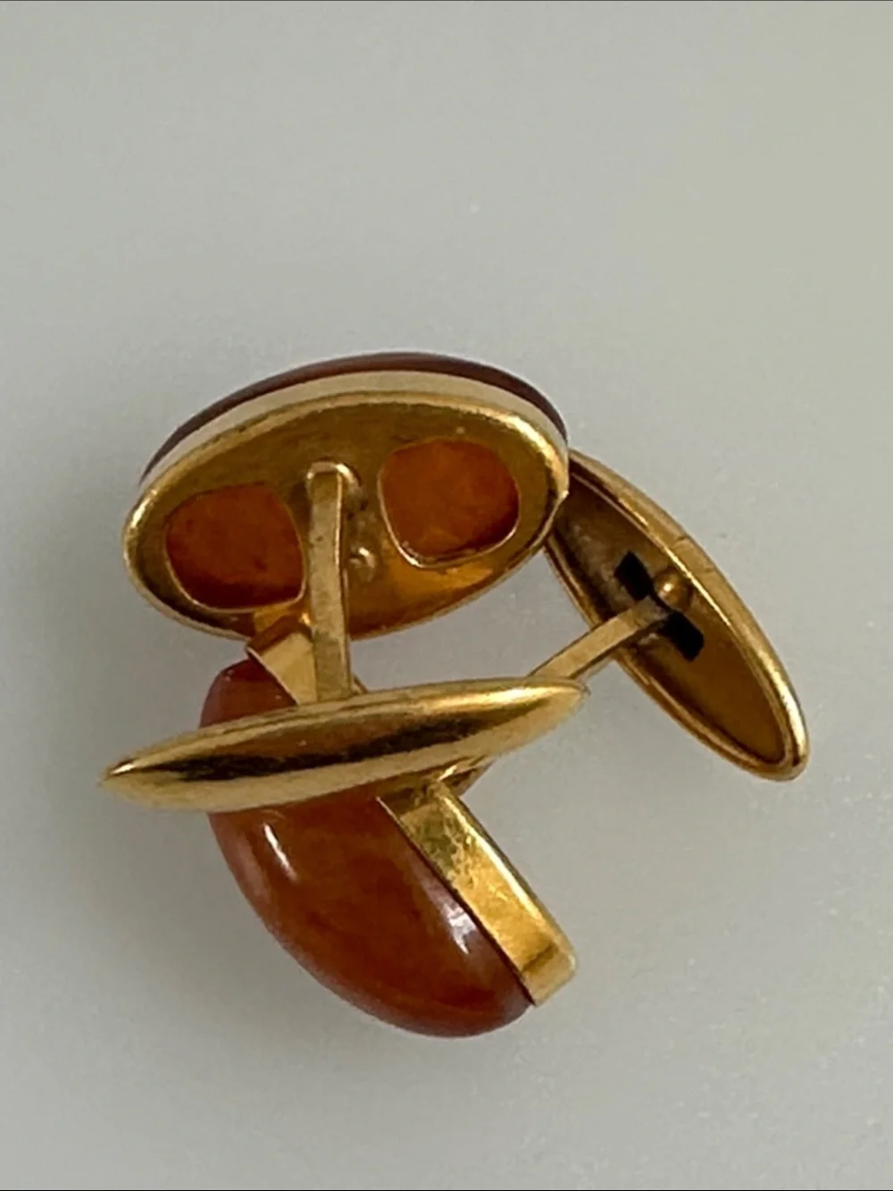 Cufflinks Baltic amber Gold Tone Ring with 9ЯК Hallmark